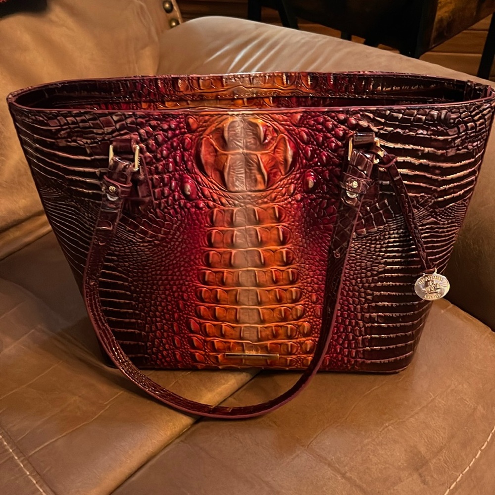 Brahmin Shoulder Bag.  Maroon/gold/brown